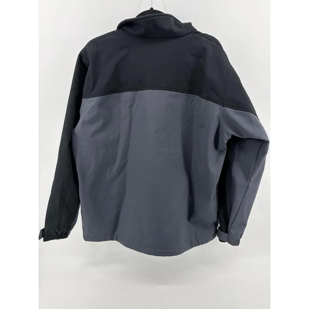 Columbia Softshell Jacket, Gray Black Fleece Lined, Bomber, Full Zip, Size L